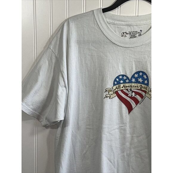 All American Grrrl Girl Big Dogs Tee Shirt Size Large White Heart Flag - Picture 6 of 7